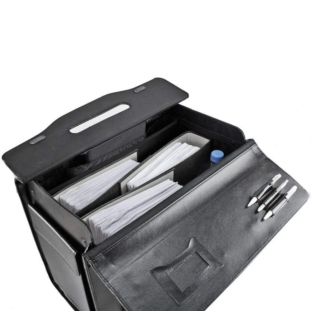 Estuche de piloto de cuero genuino con ruedas XXL de cuero genuino de lujo con compartimiento principal extra grande, bolsillo frontal y dos bolsillos laterales