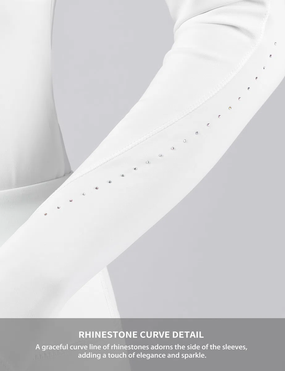 Harrison Howard Camisas de equitación para mujer, manga larga, cuello alto, con bordado
