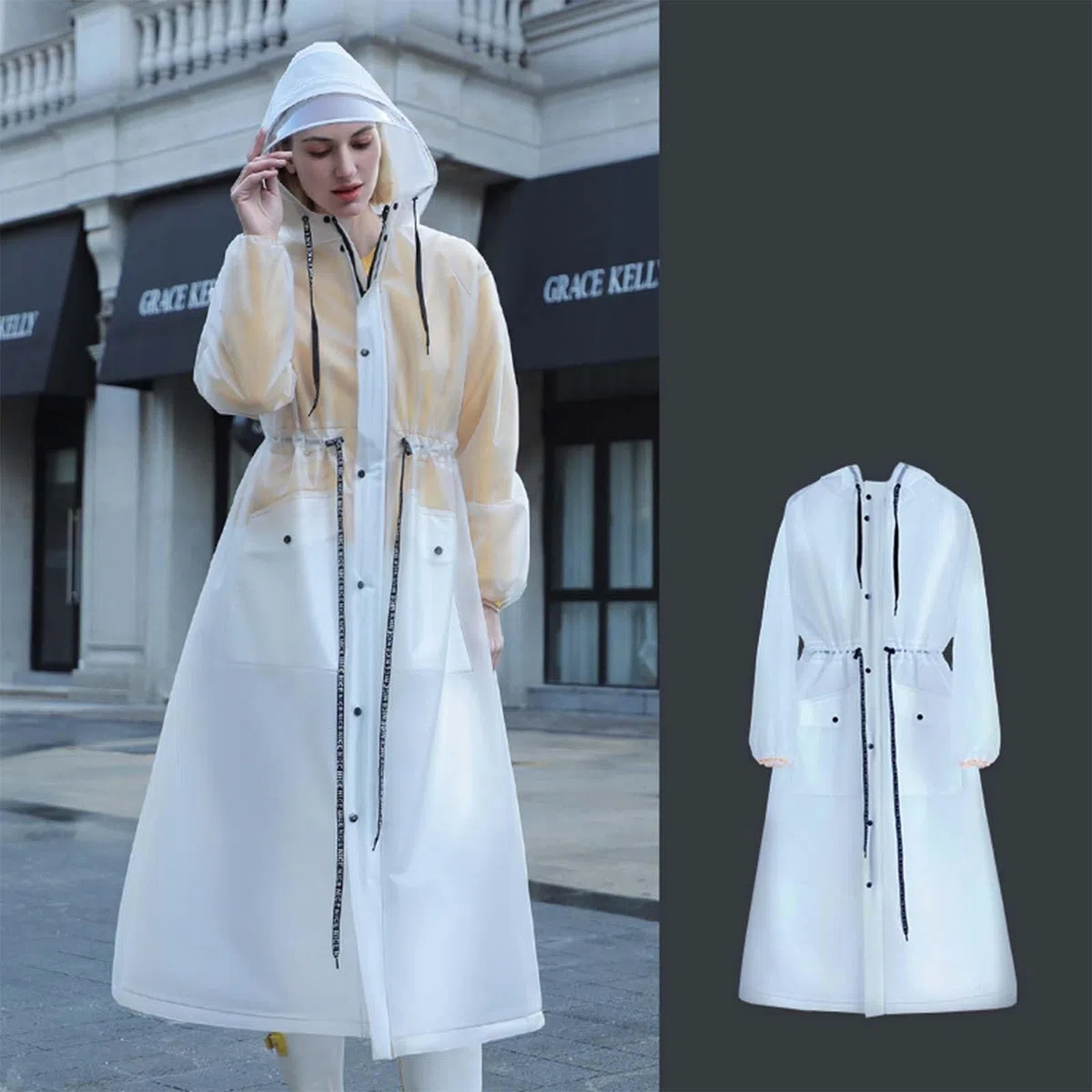 Generisch Chubasquero largo para mujer para adultos, ropa impermeable de cuerpo completo para ciclismo, poncho de lluvia fuerte, chaqueta funcional para mujer