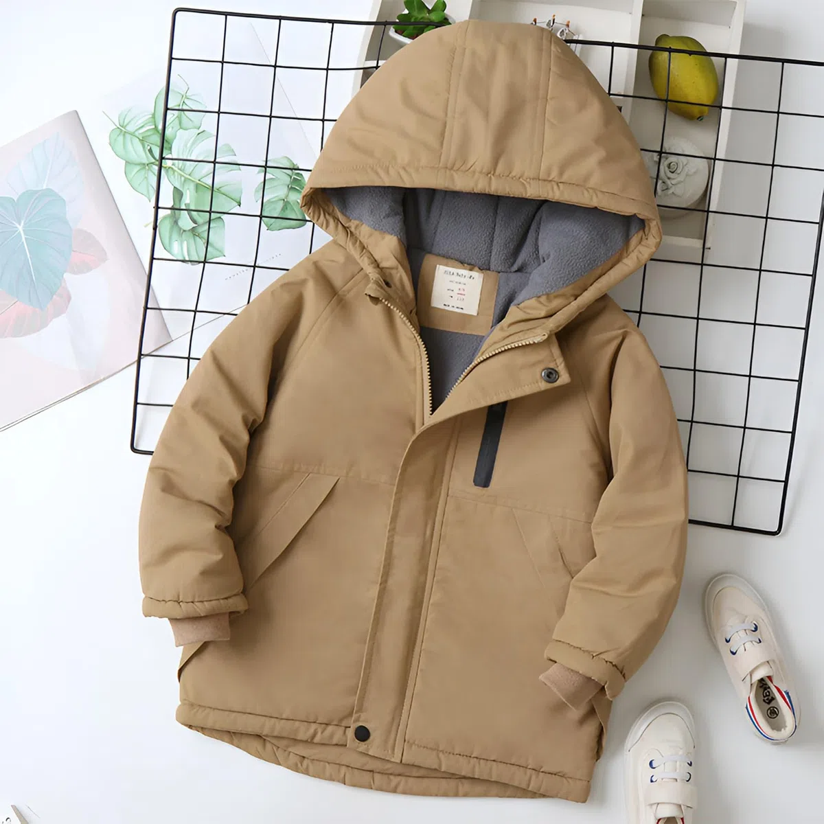 amropi Chaqueta de Forro Polar para Niños Abrigo con Capucha Invierno Parka Jacket para 3-11 años
