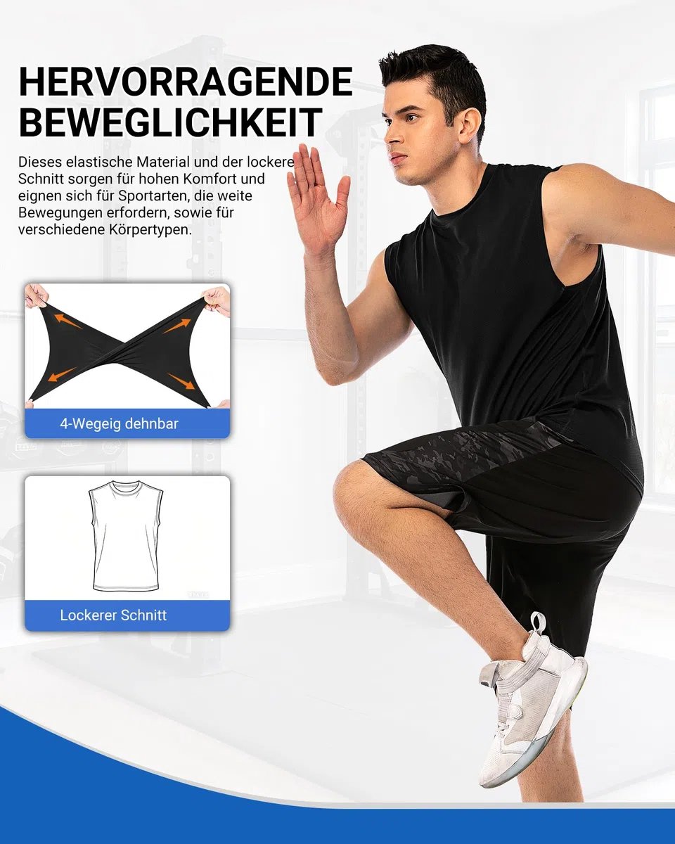 MEETYOO Camiseta Sin Mangas Hombre Transpirable Secado Rápido Gym