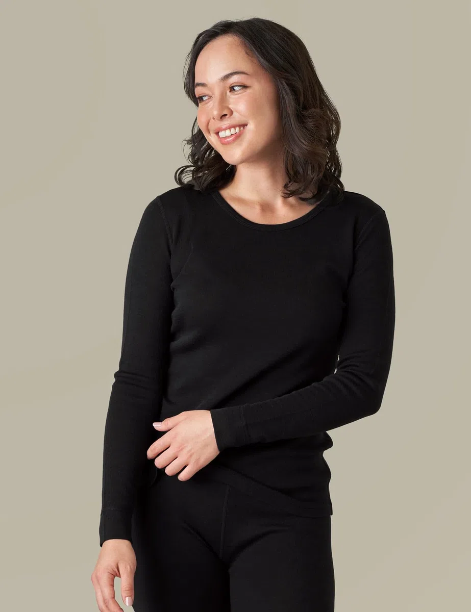 LAPASA Conjunto Térmico Ligero 100% Lana Merino para Mujer Capa Base Transpirable Ropa Interior Larga Ligero & Cálido L58/L91