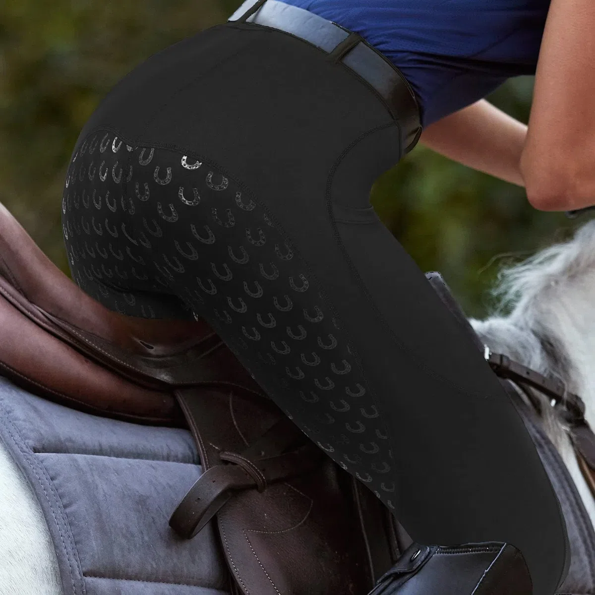 FitsT4 Sports Pantalones de Montar para Mujer Pantalones de Montar con Refuerzo Completo de Silicona, Bolsillo para el móvil y Trabillas para el cinturón