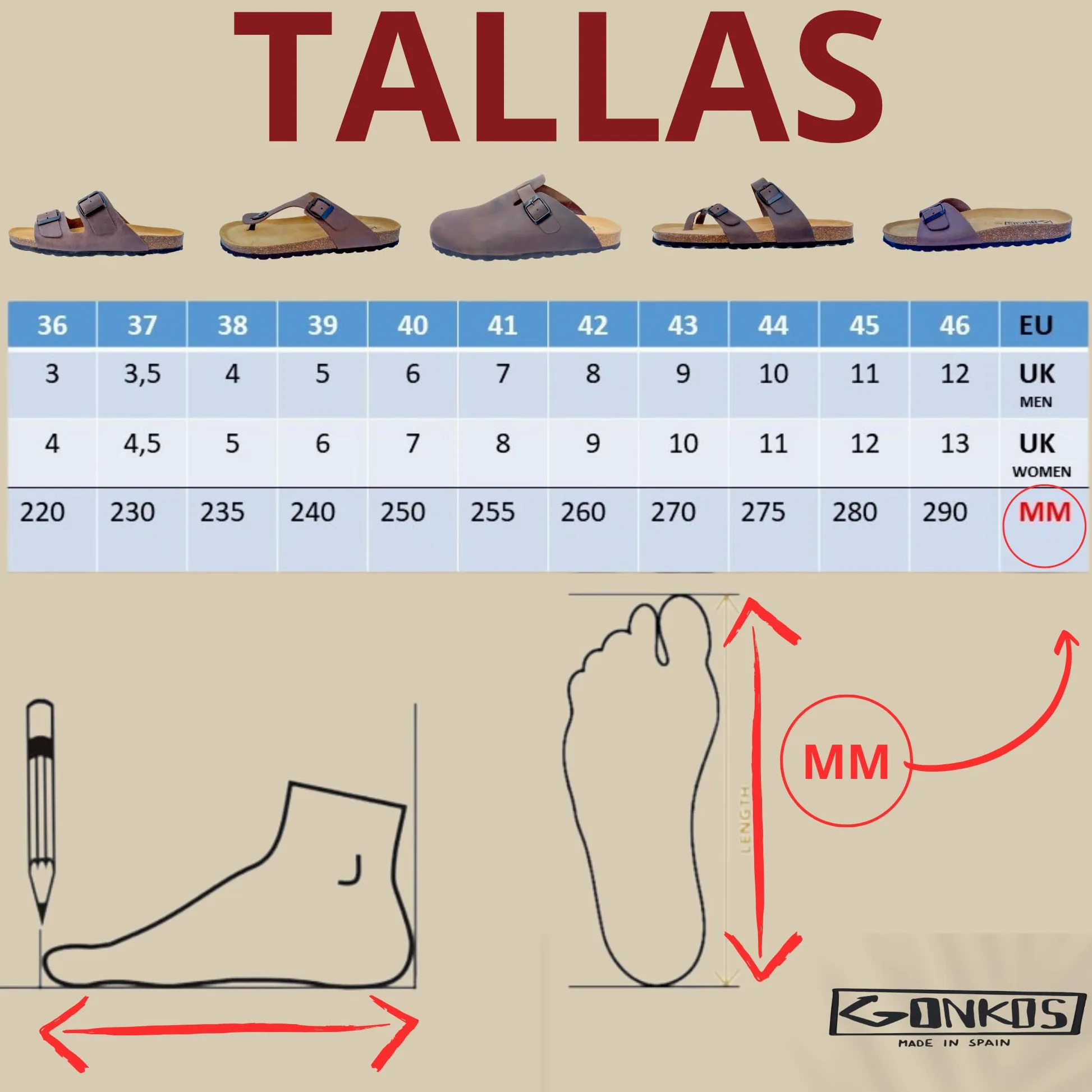 Sandalias de Piel con Hebillas, Piel Autentica, Corcho Natural, Hebillas ajustables al Pie, Sandalias Hombre/Mujer, Suela antideslizante EVA, Calzado de Calidad Hecho en España