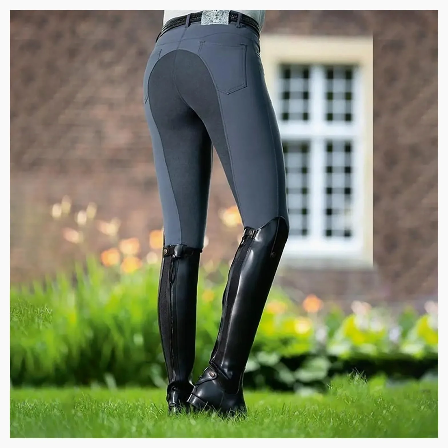 pantalón de Equitación y Ciclismo, Ropa para Mujer y Hombre, pantalón de Cintura Alta a la Moda (Black, M)