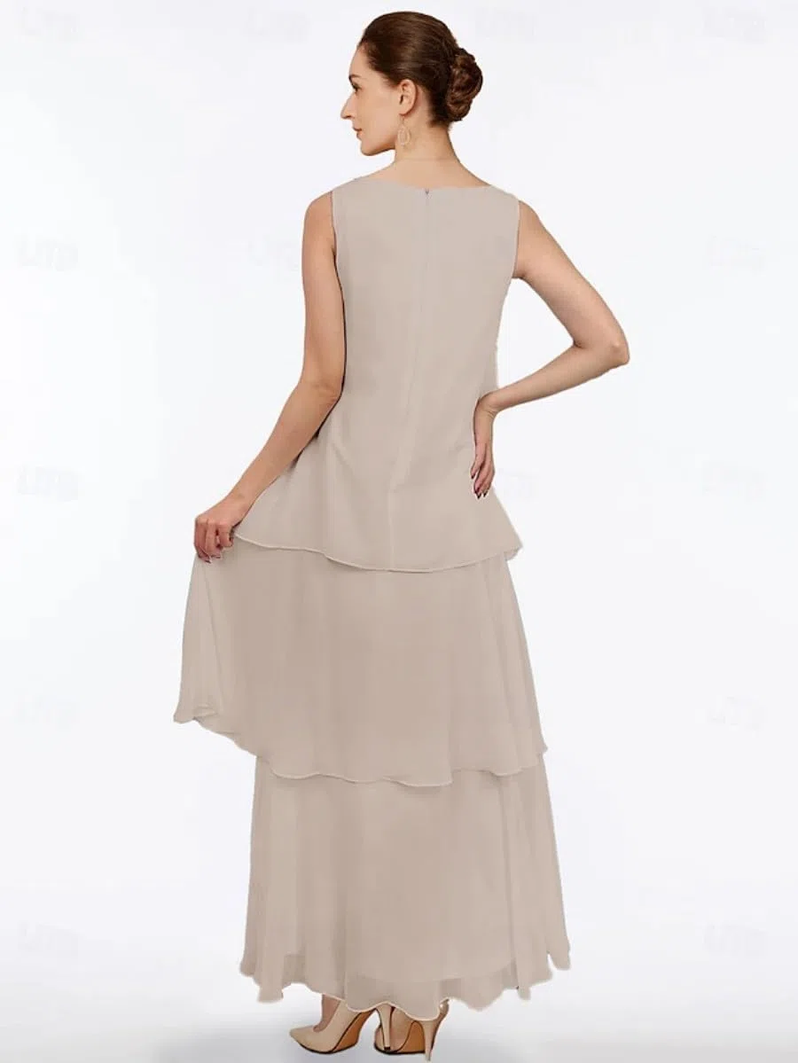 Traje de 2 piezas para madre de la novia, vestido de gasa para invitada de boda, trajes formales