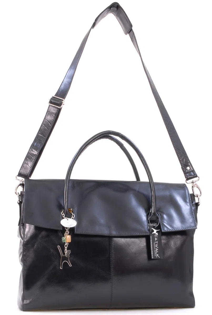 Catwalk Collection Handbags - Bolso Ordenador Portatil Mujer Piel - Bolso Bandolera Grande de Trabajo - Maletín con Funda Acolchada - Helena
