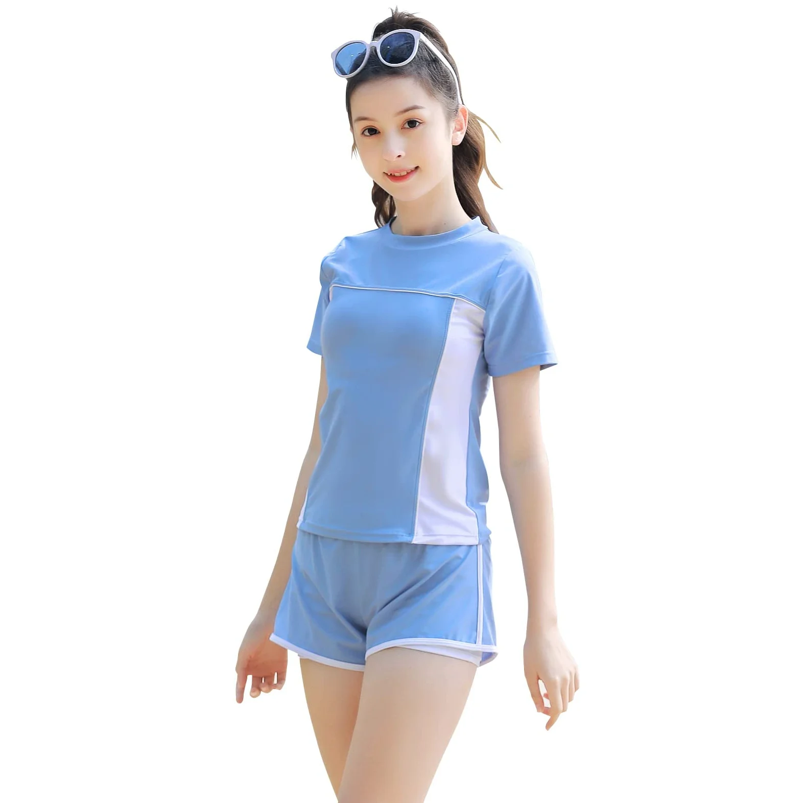 Traje de baño para niñas, Traje de baño Rashguard de Dos Piezas para niños, Pantalones Cortos de Playa de baño de Secado rápido tamaño 6-7,8,10-12,14-16