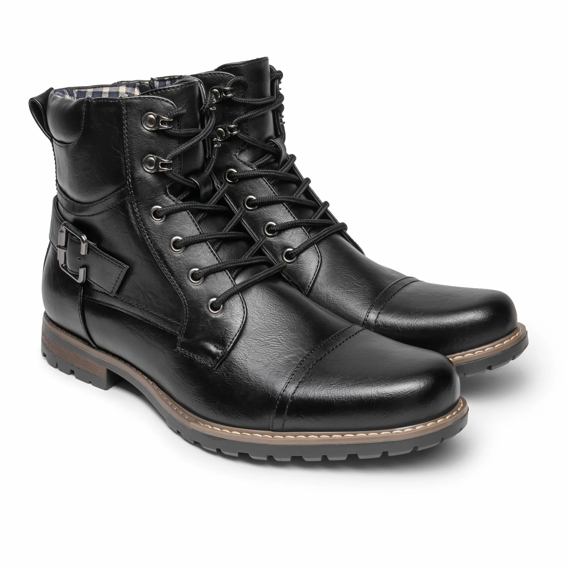 Bruno Marc Botas de combate de motocicleta con cremallera para hombre
