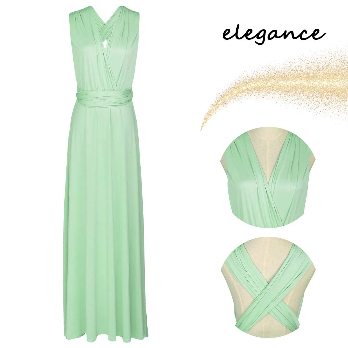 Vestido de dama de honor convertible para mujer