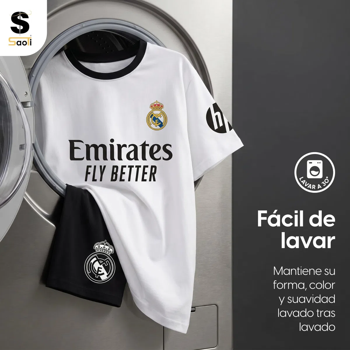 SaoTi Pijama Algodón Hombre Fútbol Madrid Camiseta y Pantalón Corto Verano – Pijama Corto Cómodo y Fresco Adulto y Niño 11 Tallas – Pijamas Verano Algodón Suave