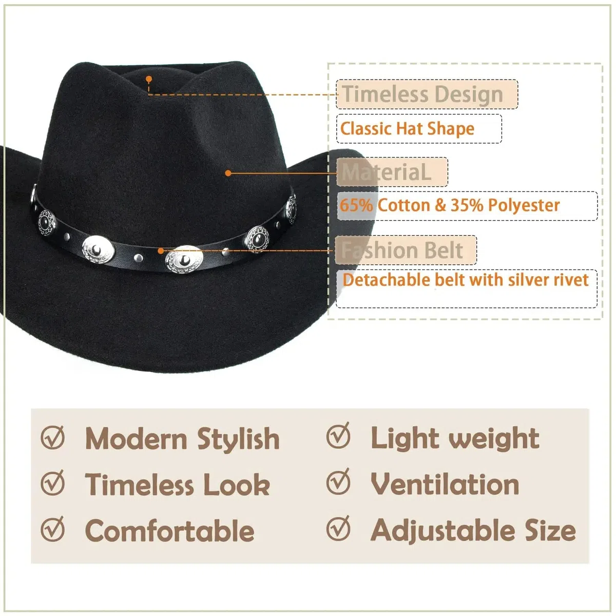 Sombrero Fedora Panamá de fieltro ala ancha para mujer y hombre