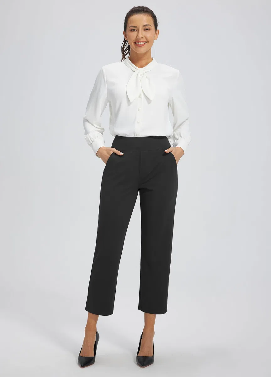 Libin Pantalones de Vestir Casuales Mujer Elástico Cintura, Traje Trabajo, Golf, Chándal, Deporte, Jogger con Bolsillos, para Oficina, Transpirables, Correr, Fitness