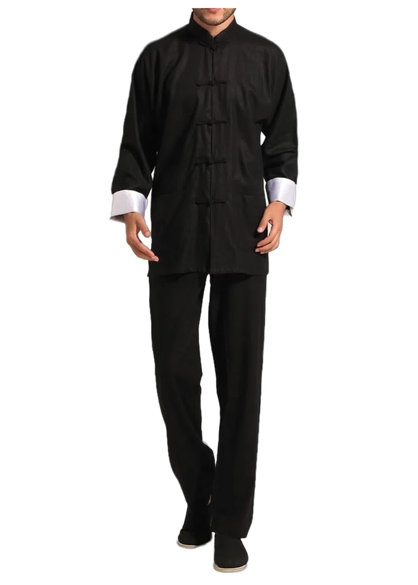 Traje Hombre De Tai Chi Chaqueta China Hombre Ropa Camisa Tai Chi Kung-Fu Camisa Qi Gong de Algodón y Lino