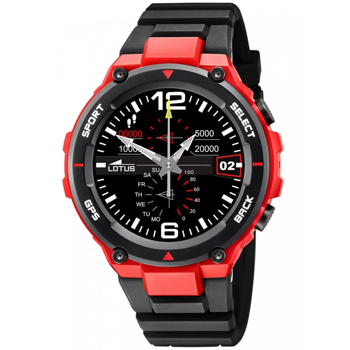 LOTUS Reloj Inteligente Hombre - Smartwatch de Caucho - Militar - Resistente al Agua IP65 50024 - GPS, Control Música, Cuenta Pasos y Calorías, Multi Deportes, Frecuencia Cardíaca y Presión