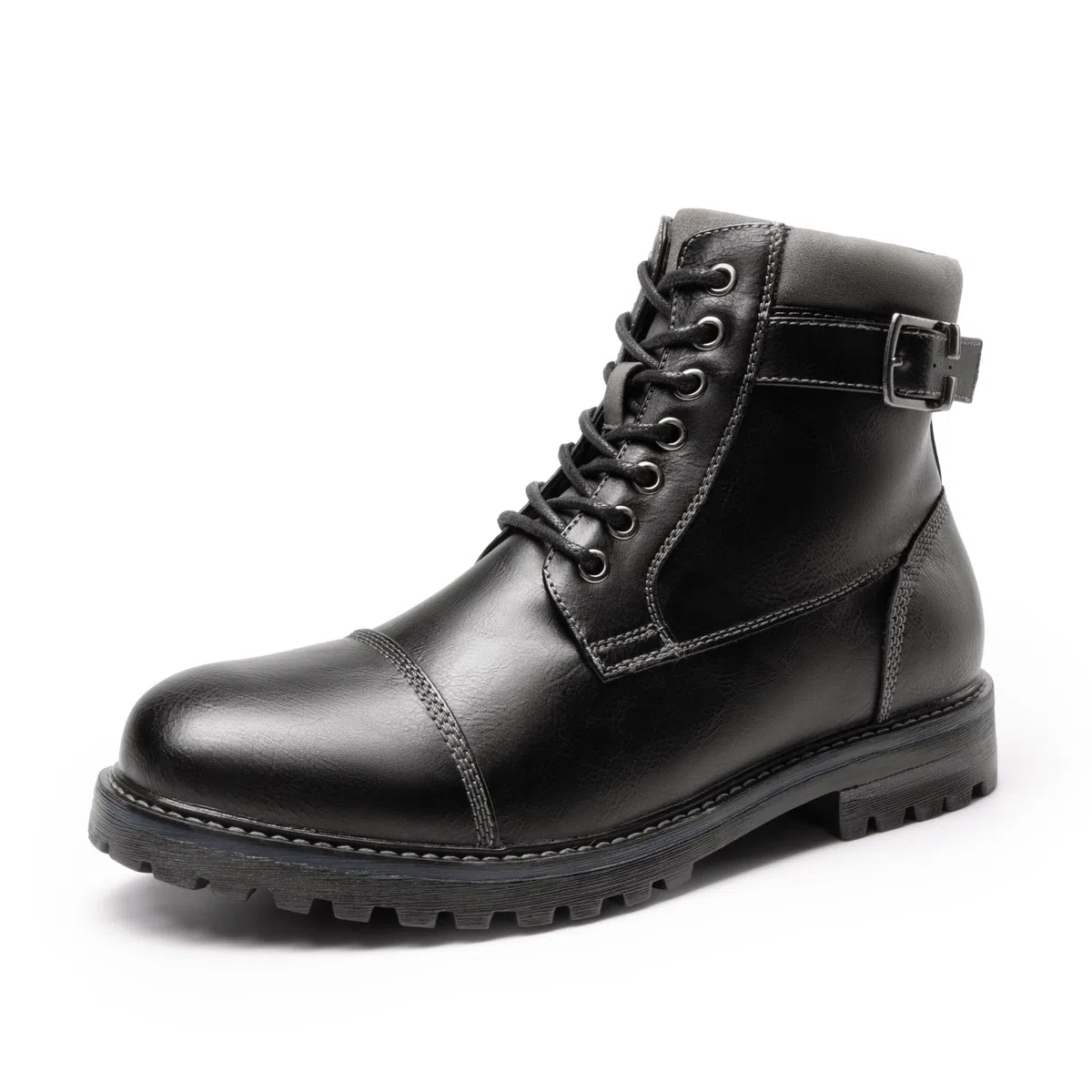 Bruno Marc Botas de Militares Oxford Hombre Botines Moto de Cordones con Cremallera Lateral