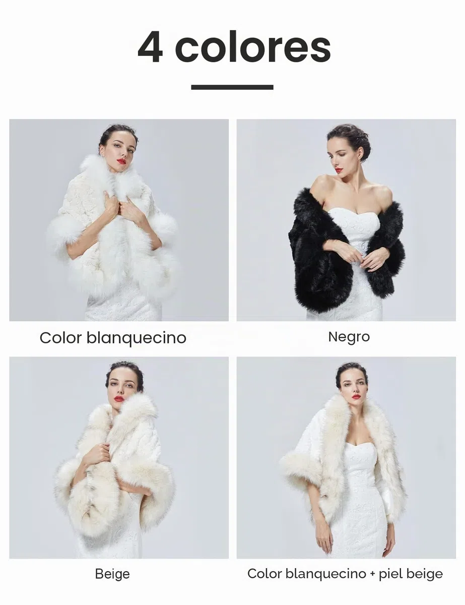 BEAUTELICATE Chal de piel sintética Estola Invierno Bolero Mujer Fiesta Vestido de Noche para Bodas Novia Dama de Honor