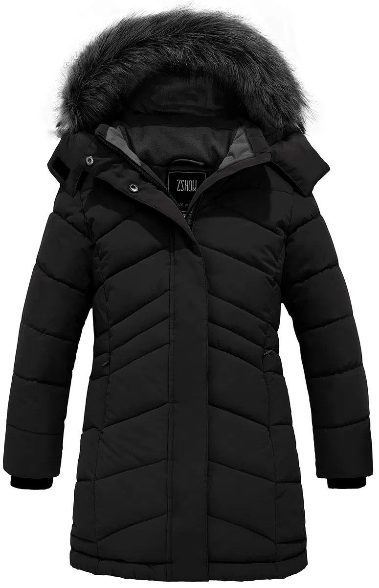 ZSHOW Abrigo de Invierno para Niña Parka Larga Impermeable Chaqueta Acolchada Capucha Chaqueta Gruesa Cálida