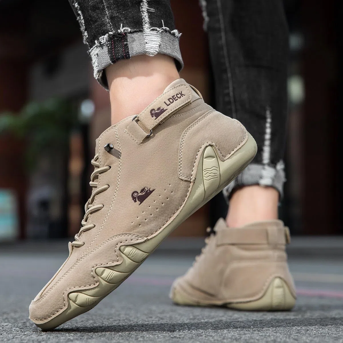 Botas Altas Italianas Hechas A Mano Unisex Zapatos Beck Minimalistas Al Aire Libre Zapatos Descalzos Informales Antideslizantes Transpirables for Caminar Senderismo Conducir Botas Chukka(Caqui,41 EU)