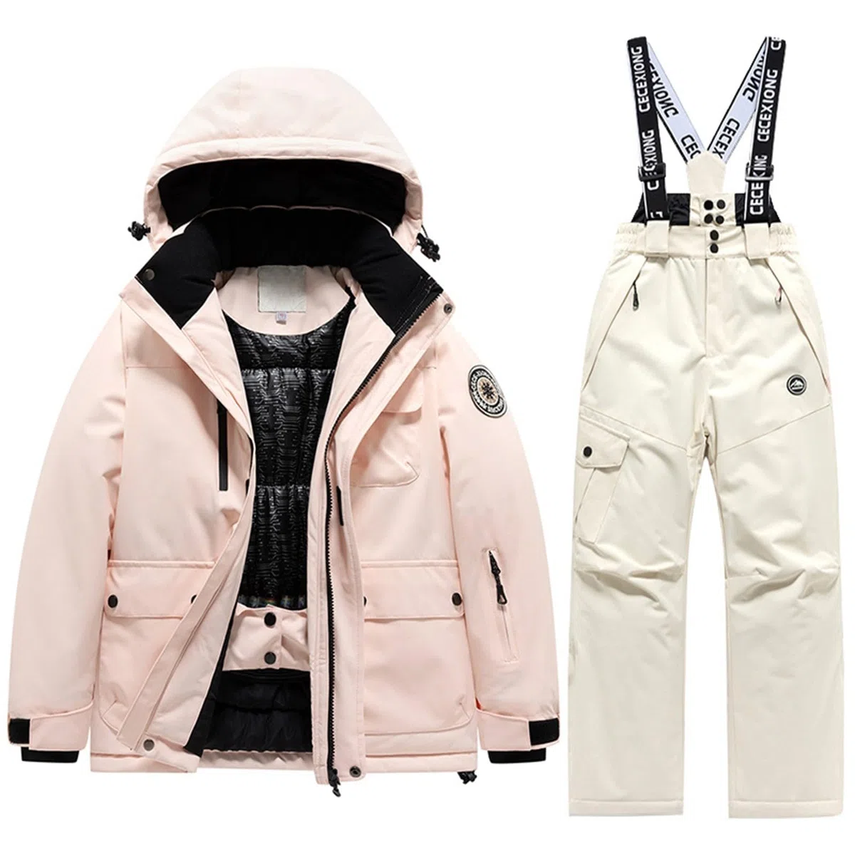 Traje de esquí infantil de una pieza impermeable – Ropa de nieve cálida y transpirable con capucha para niña de 5 a 14 años – Traje al aire libre de esquí y snowboard