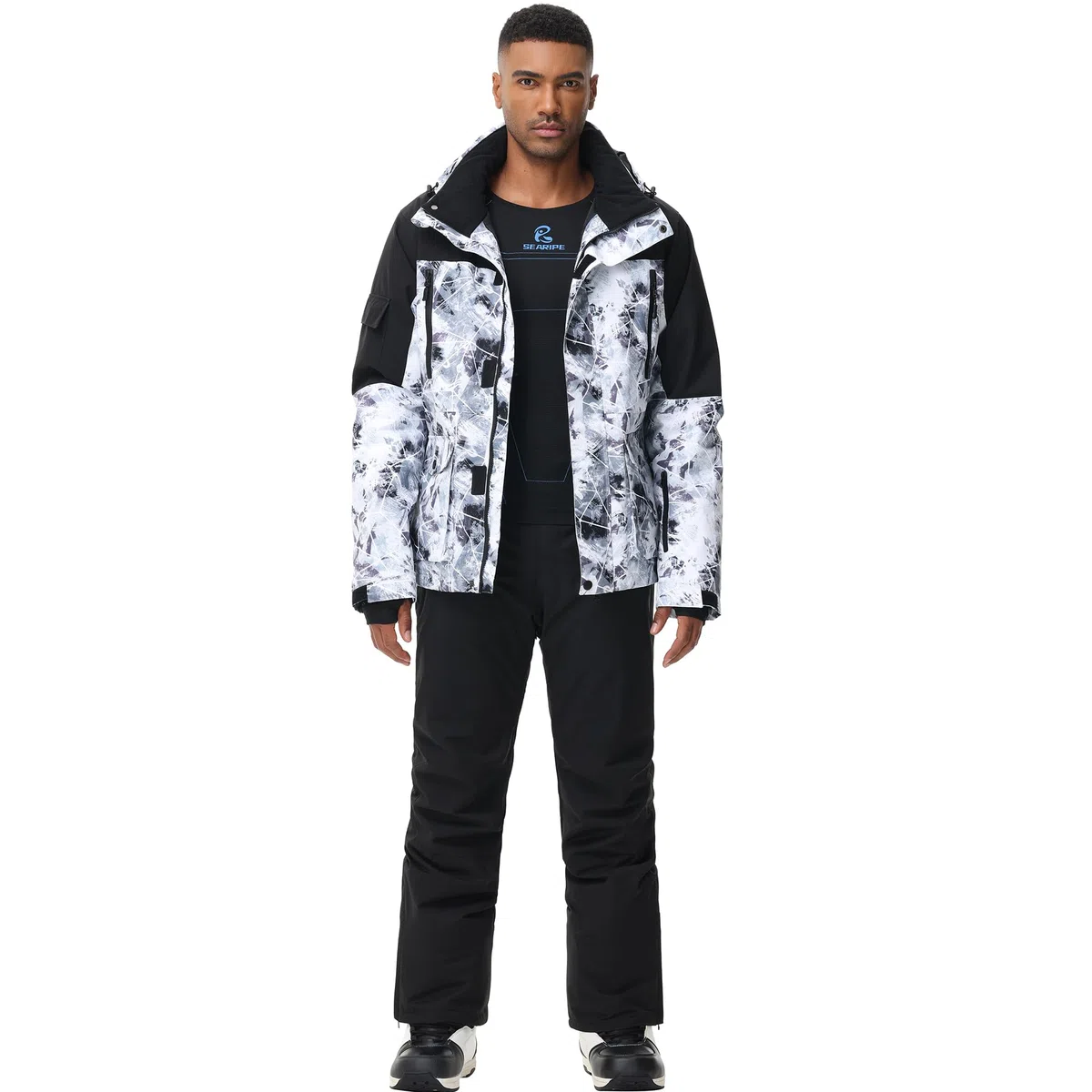 ALSOGO Trajes de esquí para hombre, 2 piezas, juegos de snowboard impermeables a prueba de viento invierno cálido chaqueta de esquí y pantalones conjunto para esquiar snowboard escalada