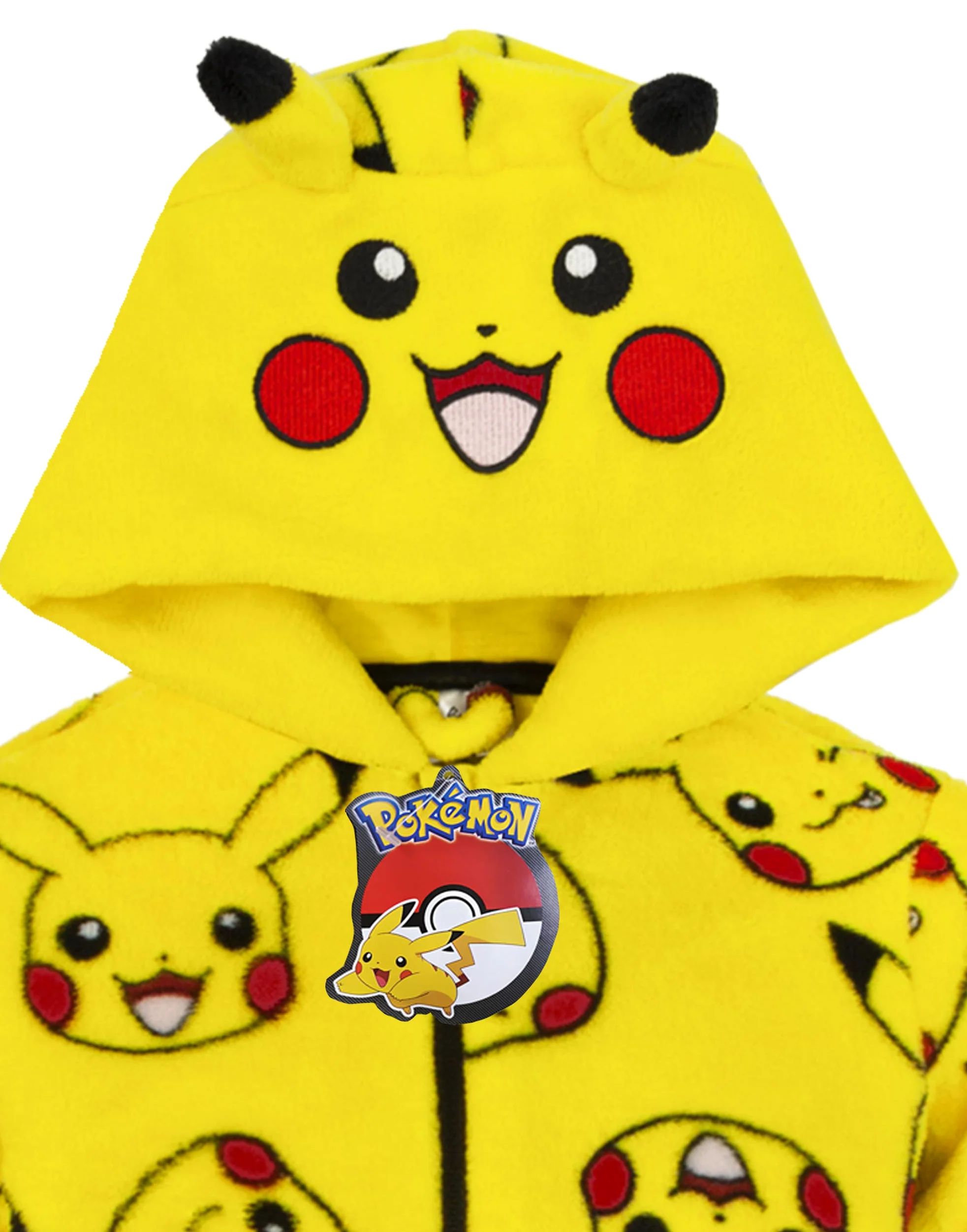 Pokémon Onesie Boys Pikachu Amarillo 3D Orejas Niños Todos En Un Pijamas PJs