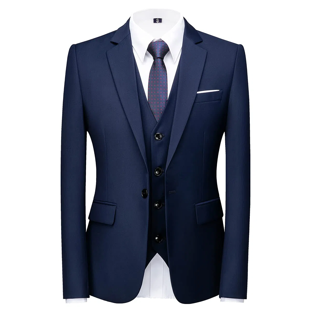 Trajes de hombre 3 piezas Slim Fit solo botonadura un botón azul traje de esmoquin chaqueta chaleco pantalones