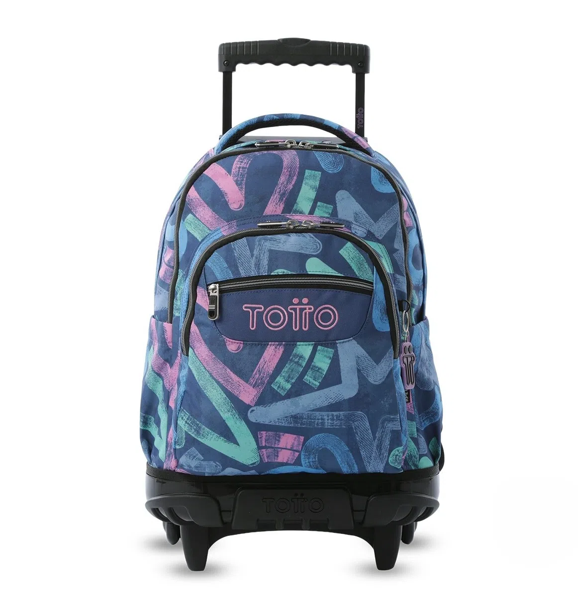 TOTTO Mochila Escolar con Ruedas Renglones 26,21 Litros Bolsillo PC 14" Estampado Roomin Azul