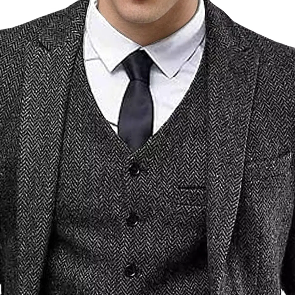 Traje de 3 piezas de tweed para hombre, traje de esmoquin formal y ajustado, traje de esmoquin formal, blazer, pantalones, chaleco