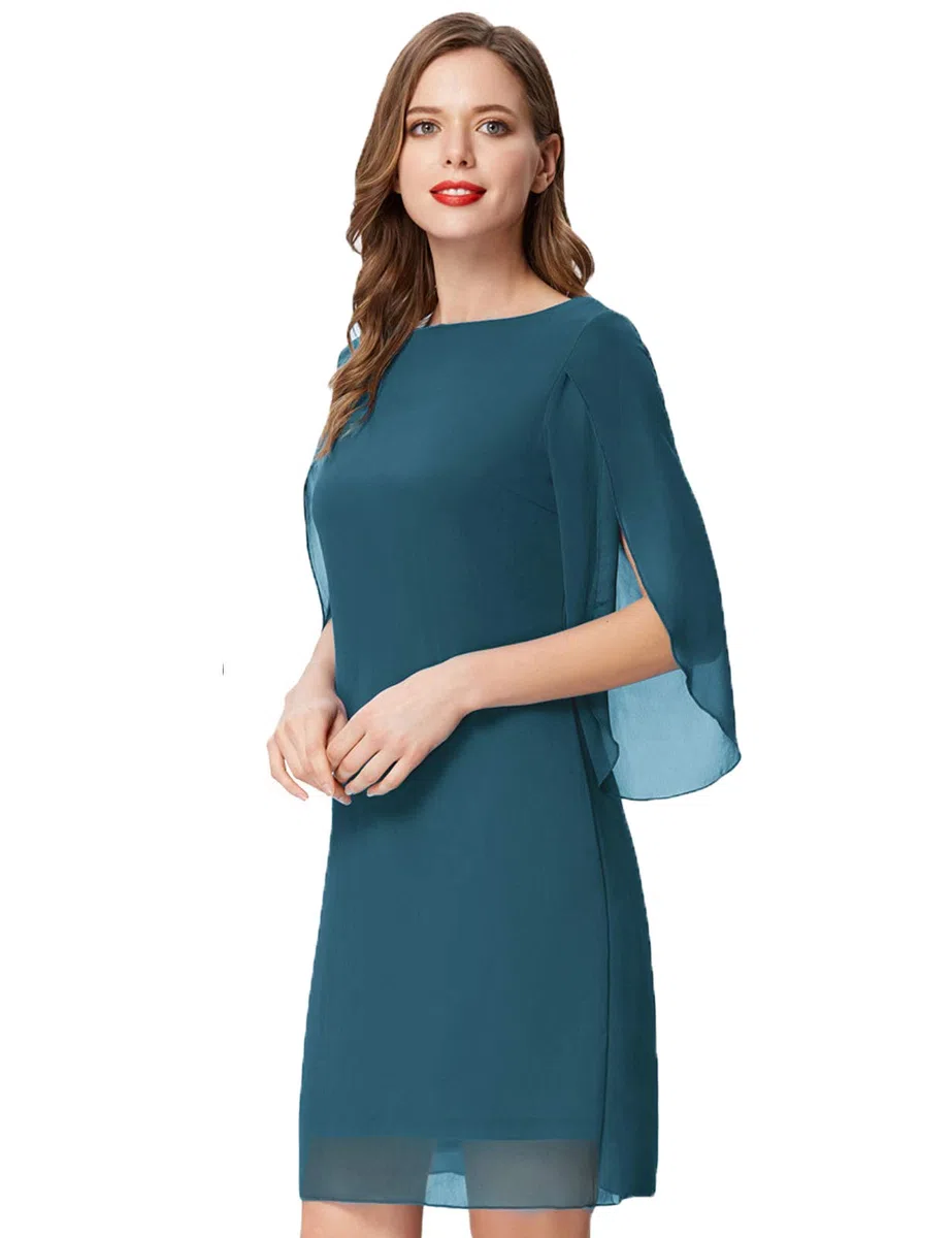 GRACE KARIN Vestido Elegante Mujer Vestido Gasa Manga Corta Casual Gasa Top Cuello Redondo
