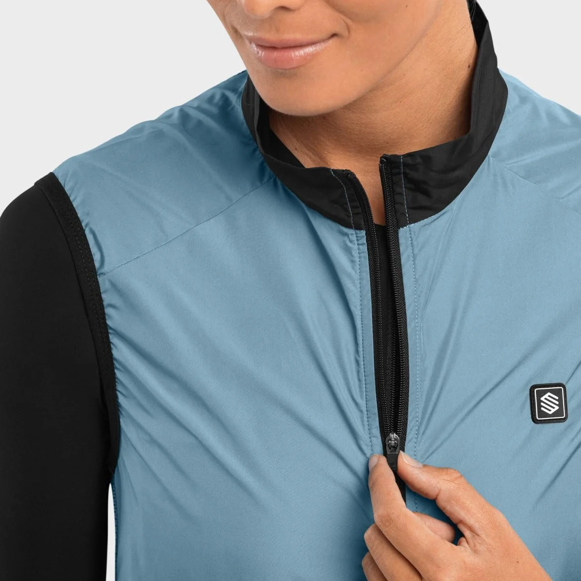 SIROKO - Chaleco Cortavientos de Ciclismo para Mujer V1-W Manghen - M - Azul acero