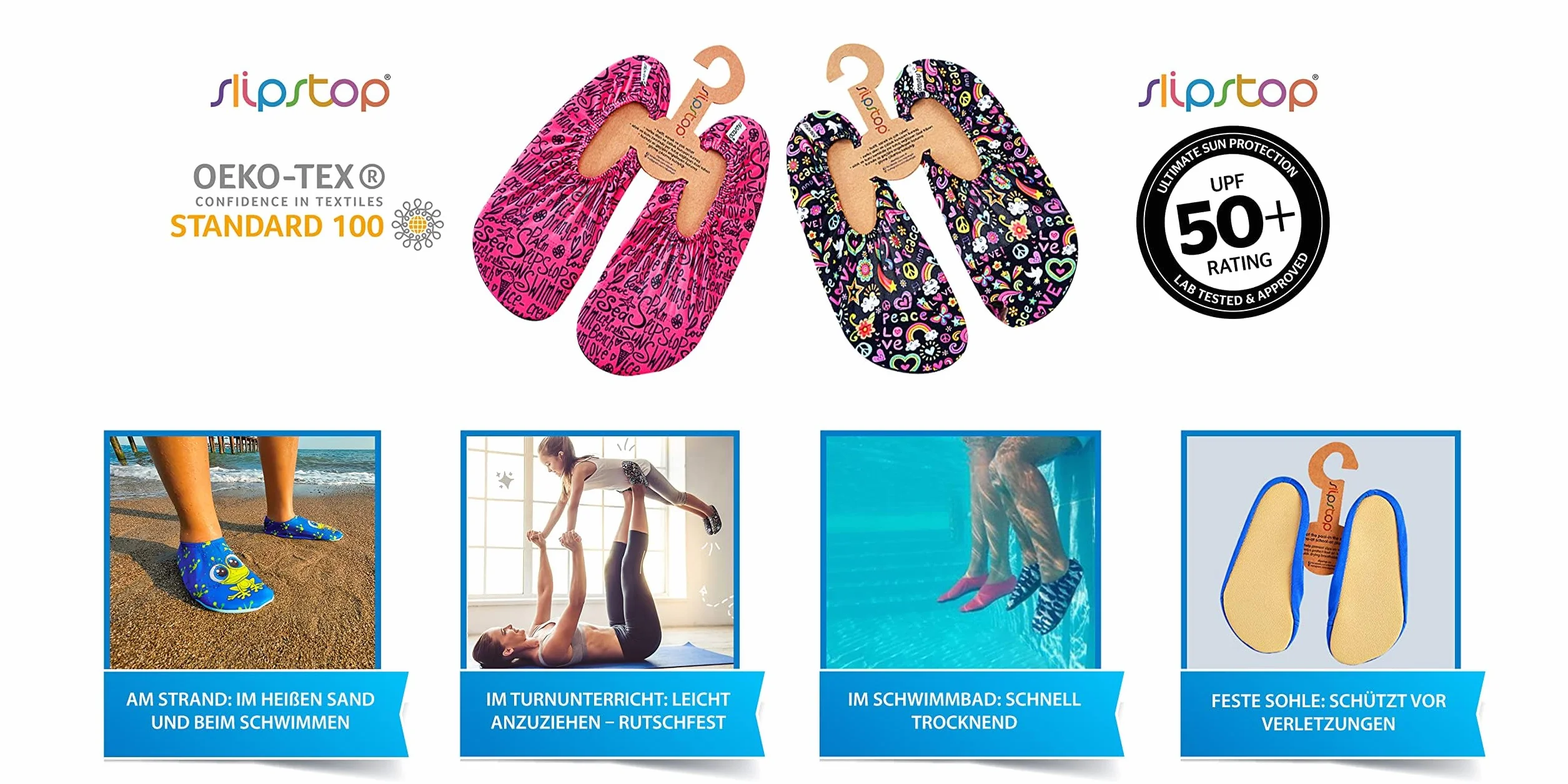 Slipstop Zapatos de playa para niños, antideslizantes, protección solar UPF 50+, Belle, 27/29 EU