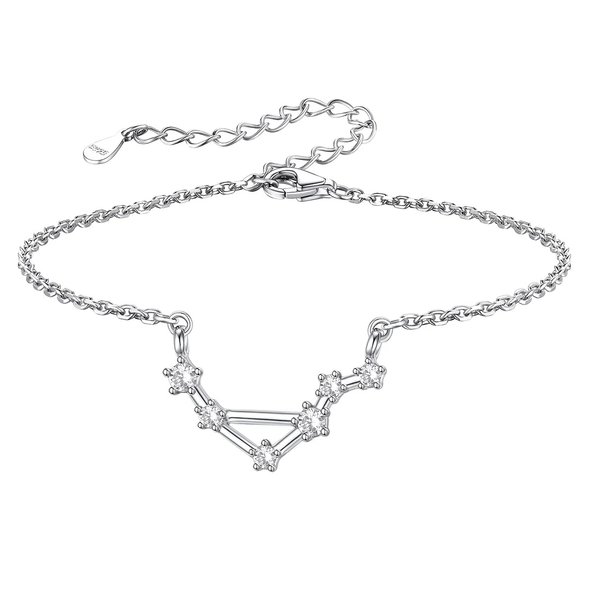 Silvora 22cm Tobillera Plata de Ley 925 Pulsera Zodiaco Libra Tobillera Verano Piscina