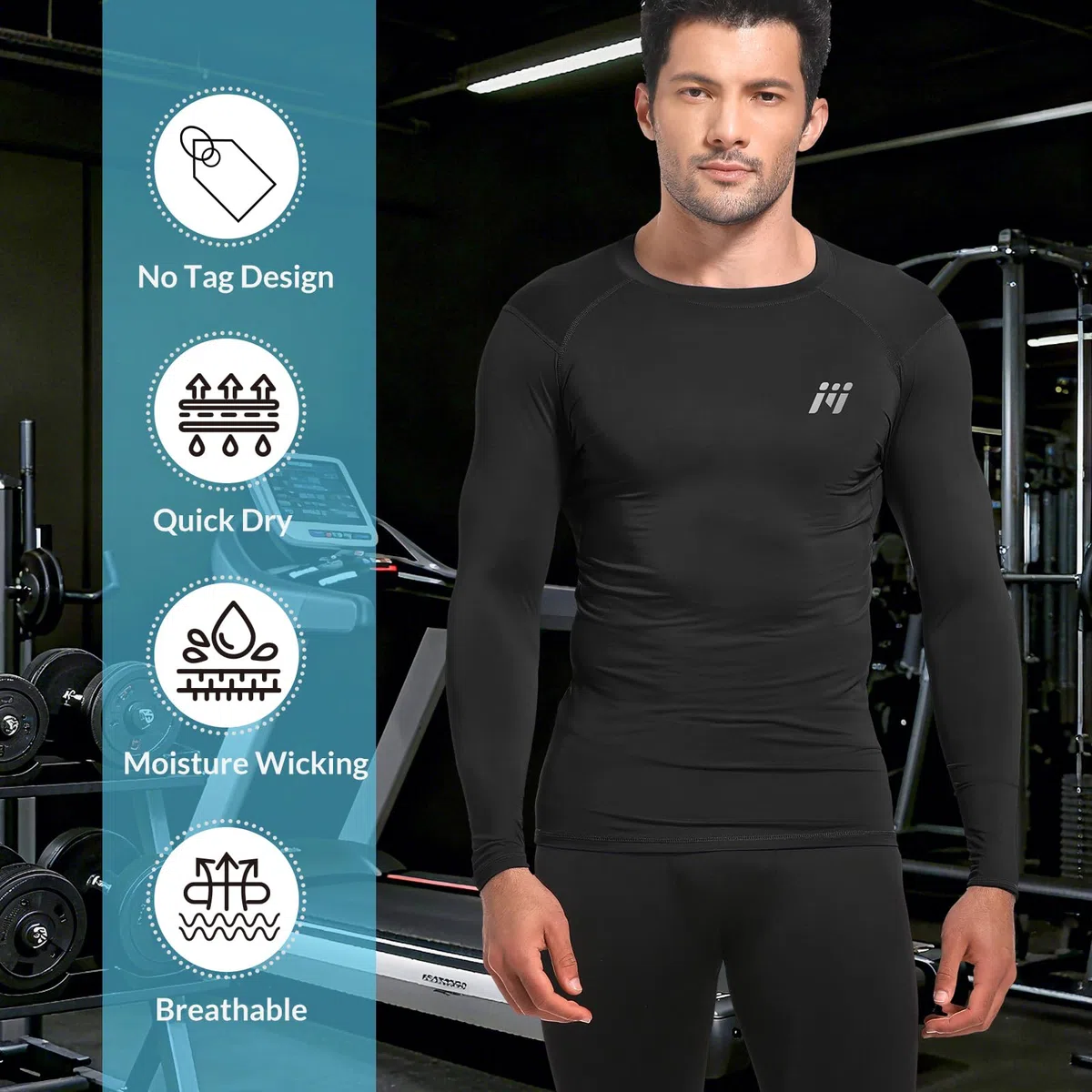 MEETWEE Rashguard Camiseta de Hombre, UPF 50+ Camisa de Compresión de Manga Larga UV Camiseta Proteccion Solar Secado Rápido para Surf y Natación