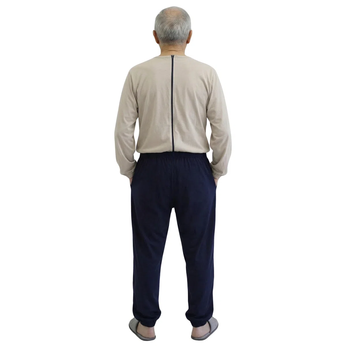 FERRUCCI COMFORT Pijama sanitario con cremallera trasera y cierre de cremallera de 100% algodón – Ideal para ancianos, incontinencia, Alzheimer y demencia, mono entero