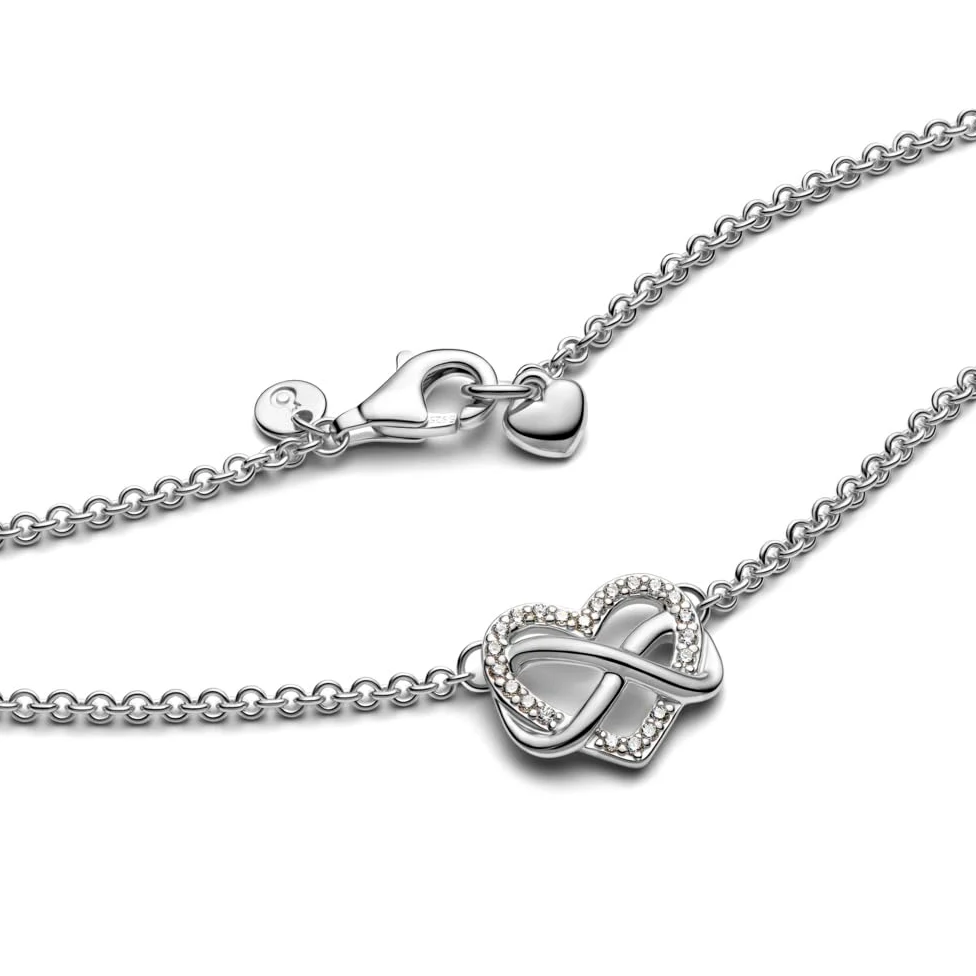Pandora Moments Infinity heart 14k gold-plated necklace with clear cubic zirconia