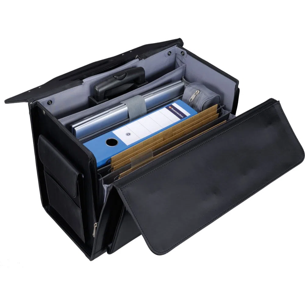 Alassio Trolley Pilotenkoffer Rocca II, Businesskoffer aus Mikrofaser, Handgepäck Aktentrolley mit 2 Rollen Equipaje de Mano, 46 cm, 90 Liters, Negro (Schwarz)