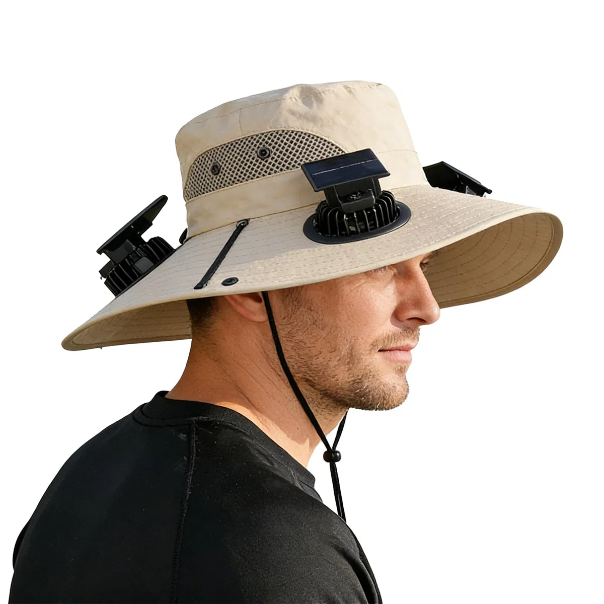Sombrero con Ventilador Incorporado y Panel Solar,Gorra de ala Ancha con 4 Ventiladores de Energía Solar,Sombrero de Playa Exterior | para Pesca, Jardinería, Senderismo, Trabajo de Verano