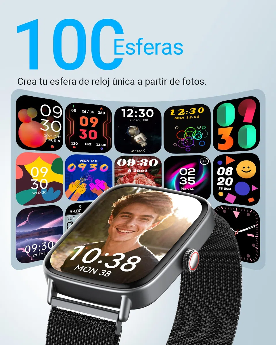 Fitpolo Reloj Inteligente Hombre, 1.85" Smartwatch con Llamadas Bluetooth y Whatsapp Notificación, Pulsómetro, IP68 Pulsera Actividad con 100+ Modos Deportivos, Monitor de Sueño para Android iOS
