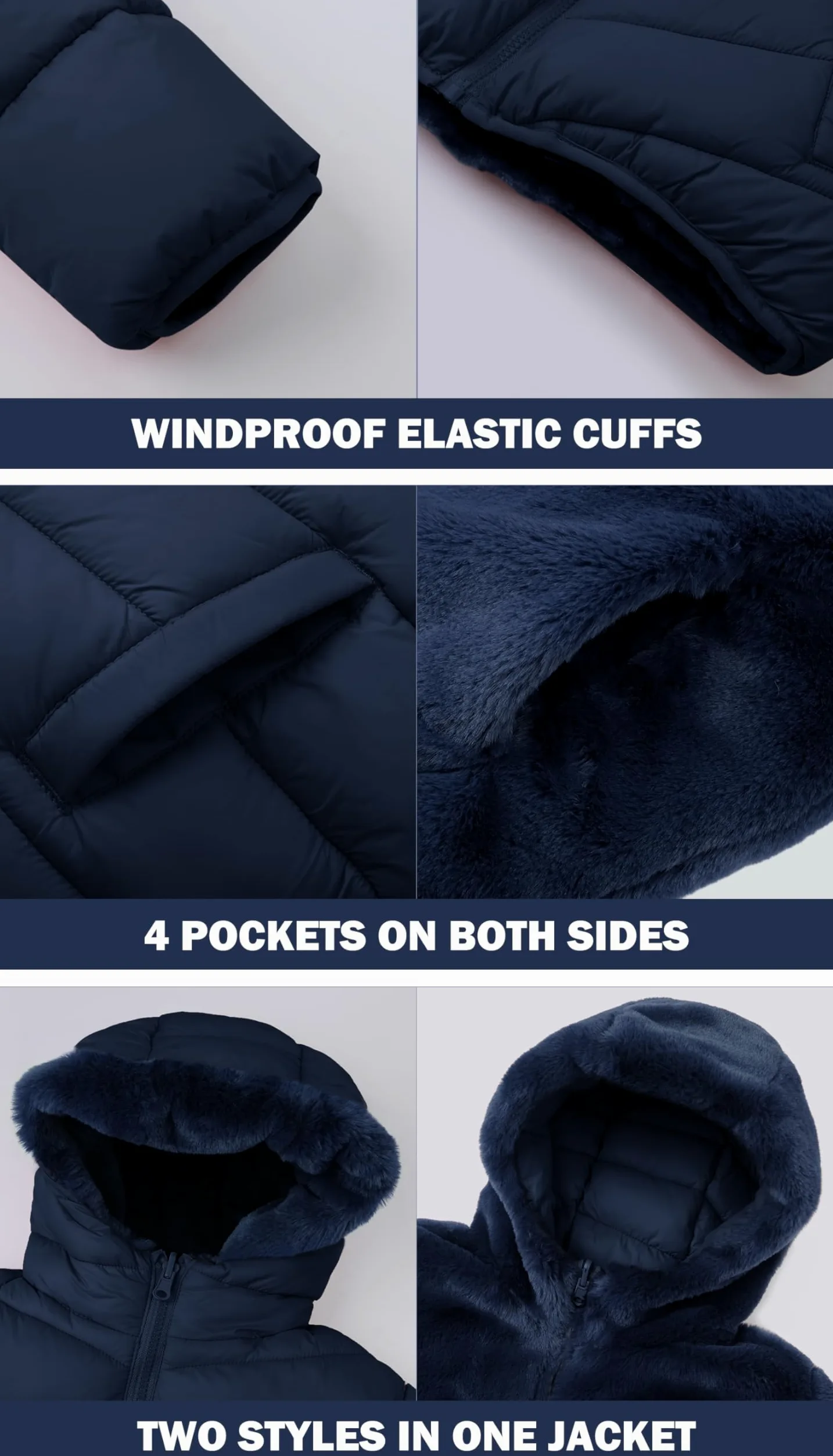 maoo garden Chaqueta Hinchada Reversible de Invierno para Niñas Abrigo Resistente al Agua con Forro Polar Difuso de Plumón Falso Pesado para Niños