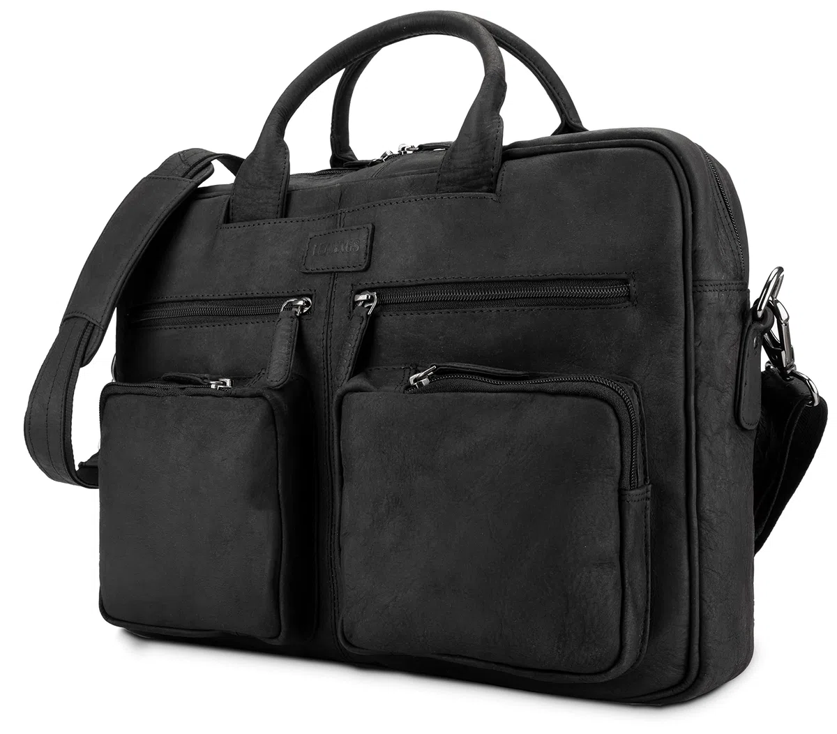 LEABAGS Bolso para hombres y mujeres | Bolsa portátil de cuero genuino 15" | Bolso bandolera con correa | Bolso de hombro | Bolsa mensajera | Bolsa de trabajo | Bolsa de profesor