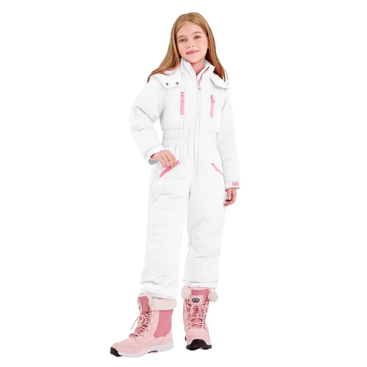 Mono De Esquí Niño Niña De Una Pieza Peleles Con Capucha Mono De Esquí Invierno Adolescente Trajes Conjuntos De Esquí Niño Chaqueta Impermeable Con Cremallera Chaqueta De Abrigo De Invierno Para 5-16
