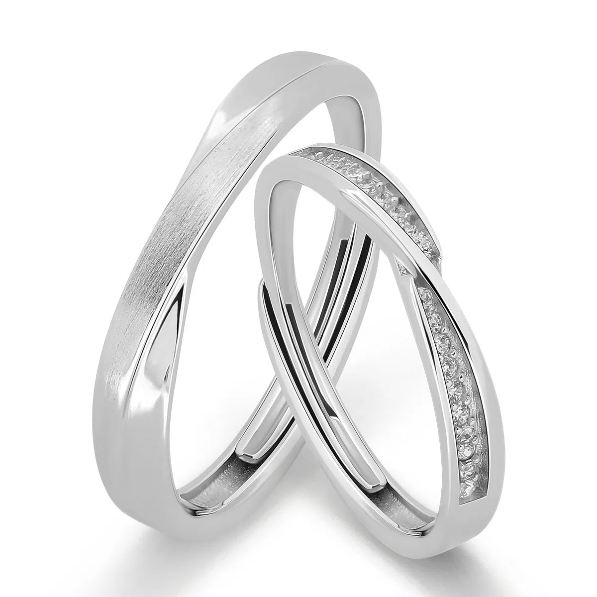 Meissa Juego de Anillos de Promesa Ajustables de Plata de Ley para Parejas