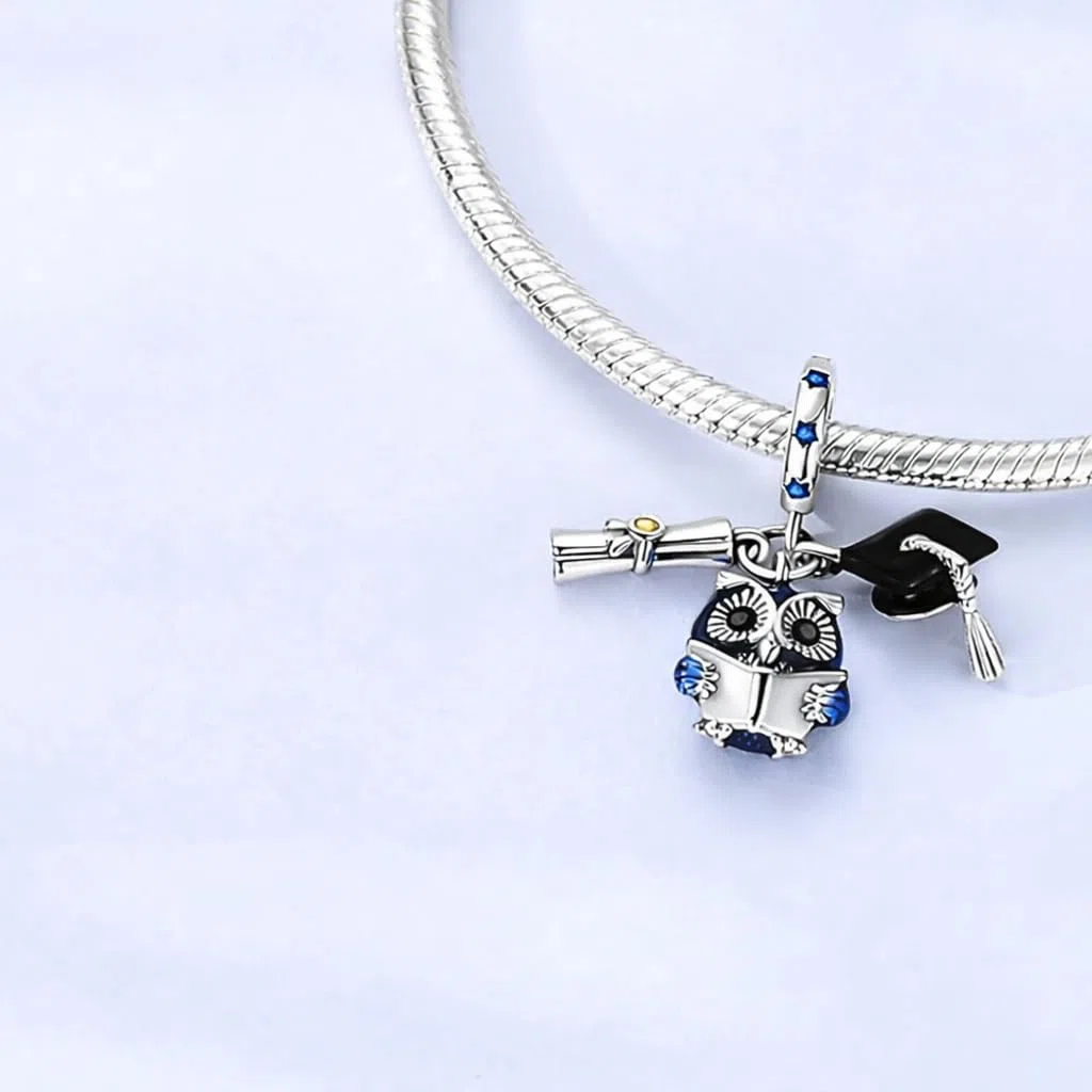 Colgante Charm Graduación Compatible Todas Marcas Diploma Búho Pergamino Sombrero Libro Corazón Estrella Cumpleaños Aniversario Colgantes