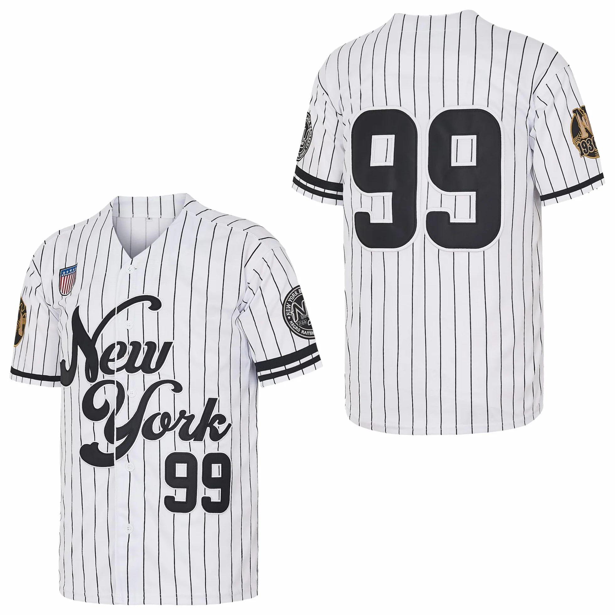 NY Jersey New York 99 - Camisetas de béisbol para hombre, estilo hip hop, con botones, para fiestas, Navidad, color gris