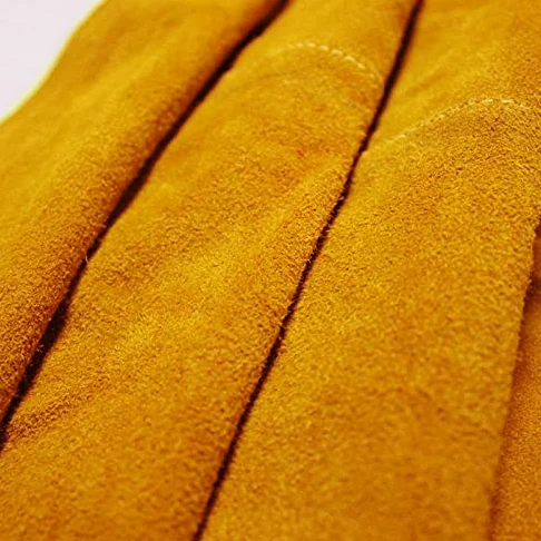 Delantal de ropa de trabajo de cuero de vaca Soldadura Ropa protectora Resistente al calor y al fuego Soldadores Ropa de soldadura Delantal con mangas (120 cm)