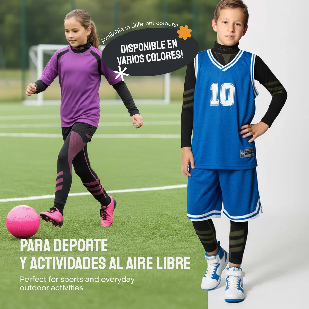 Ladeheid Conjunto Térmico para Niños – Ropa Interior Térmica para Invierno con Camiseta Térmica Niño & Niña y Pantalón Termico Largo – Ideal para Futbol y Esquí LAGI009
