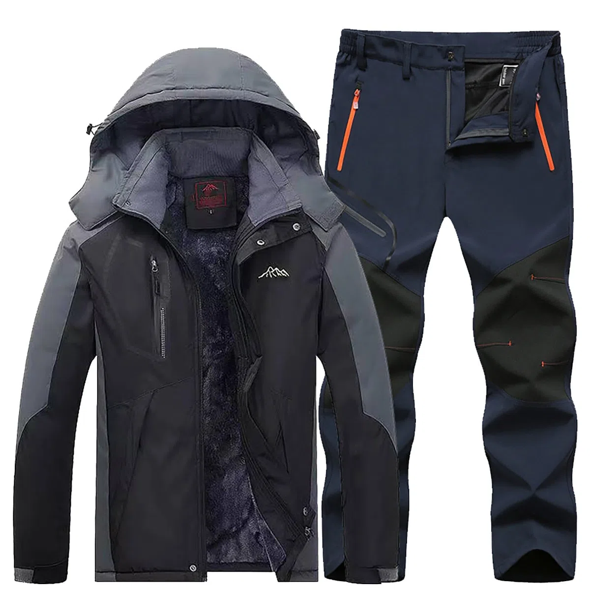 Conjunto de chaqueta y pantalones de esquí para hombre, impermeable, traje de esquí para hombre, resistente al viento, a prueba de nieve, traje de nieve térmico grueso, softshell, traje de esquí con