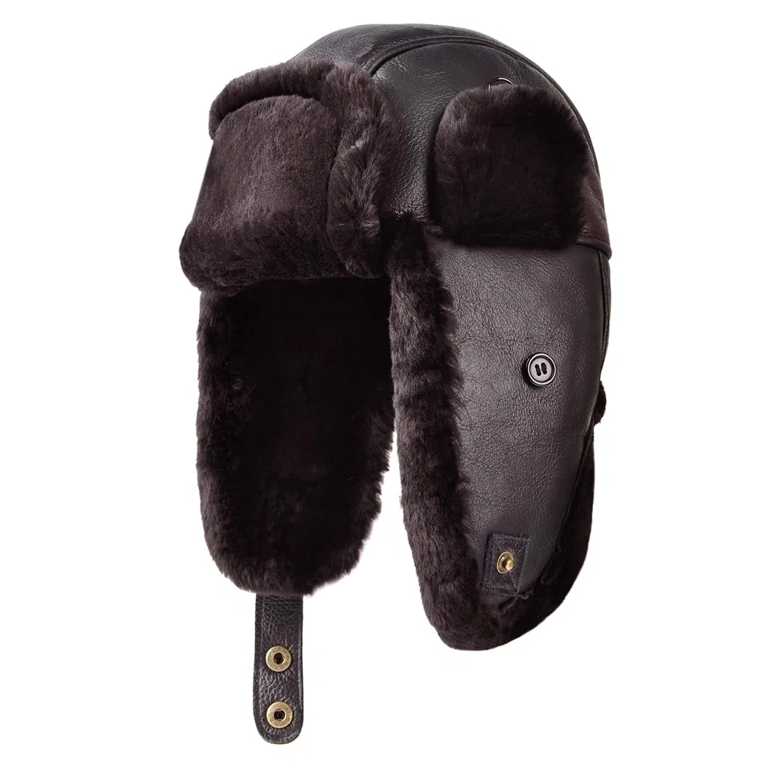 Harssidanzar Gorro de Aviador Gorro de Invierno para los Hombres Las Mujeres Genuino de Piel de Cordero de Cuero de Sombrero Trapper Caliente Orejeras CU603EU
