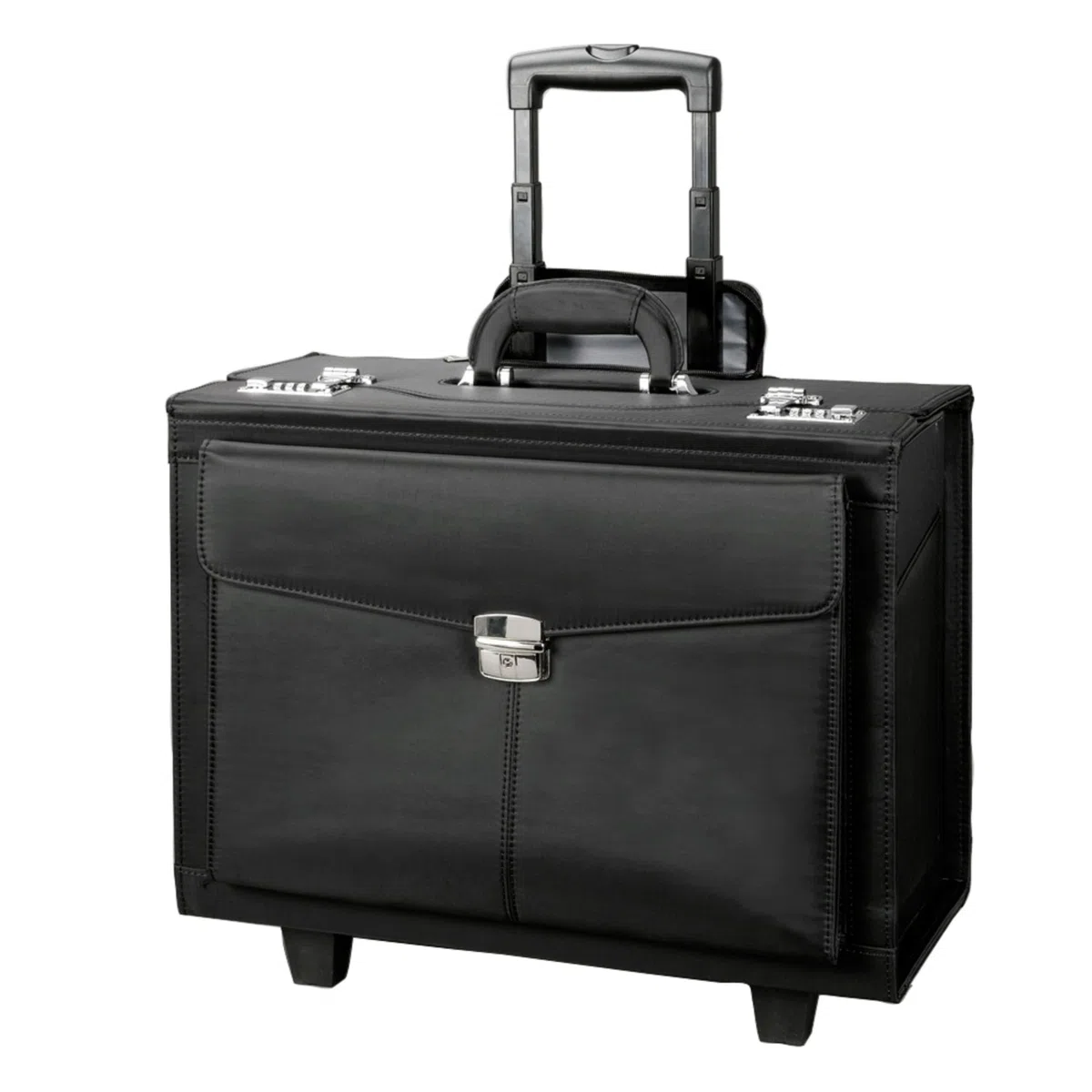 Alassio Trolley Pilotenkoffer Rocca II, Businesskoffer aus Mikrofaser, Handgepäck Aktentrolley mit 2 Rollen Equipaje de Mano, 46 cm, 90 Liters, Negro (Schwarz)